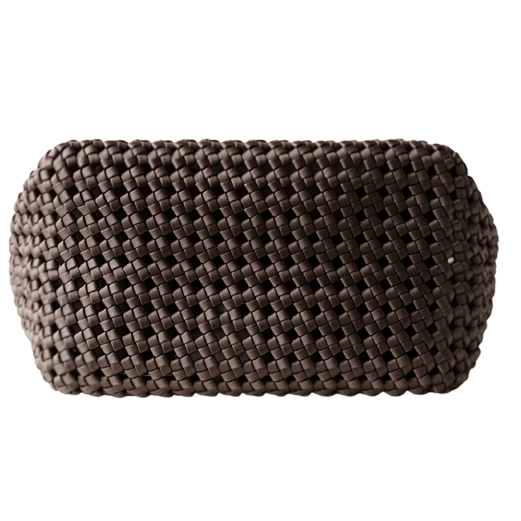 Hollow-Out Woven Bucket Bags with Inner Zipper Pouch Handbag in textured brown weave for beach style.