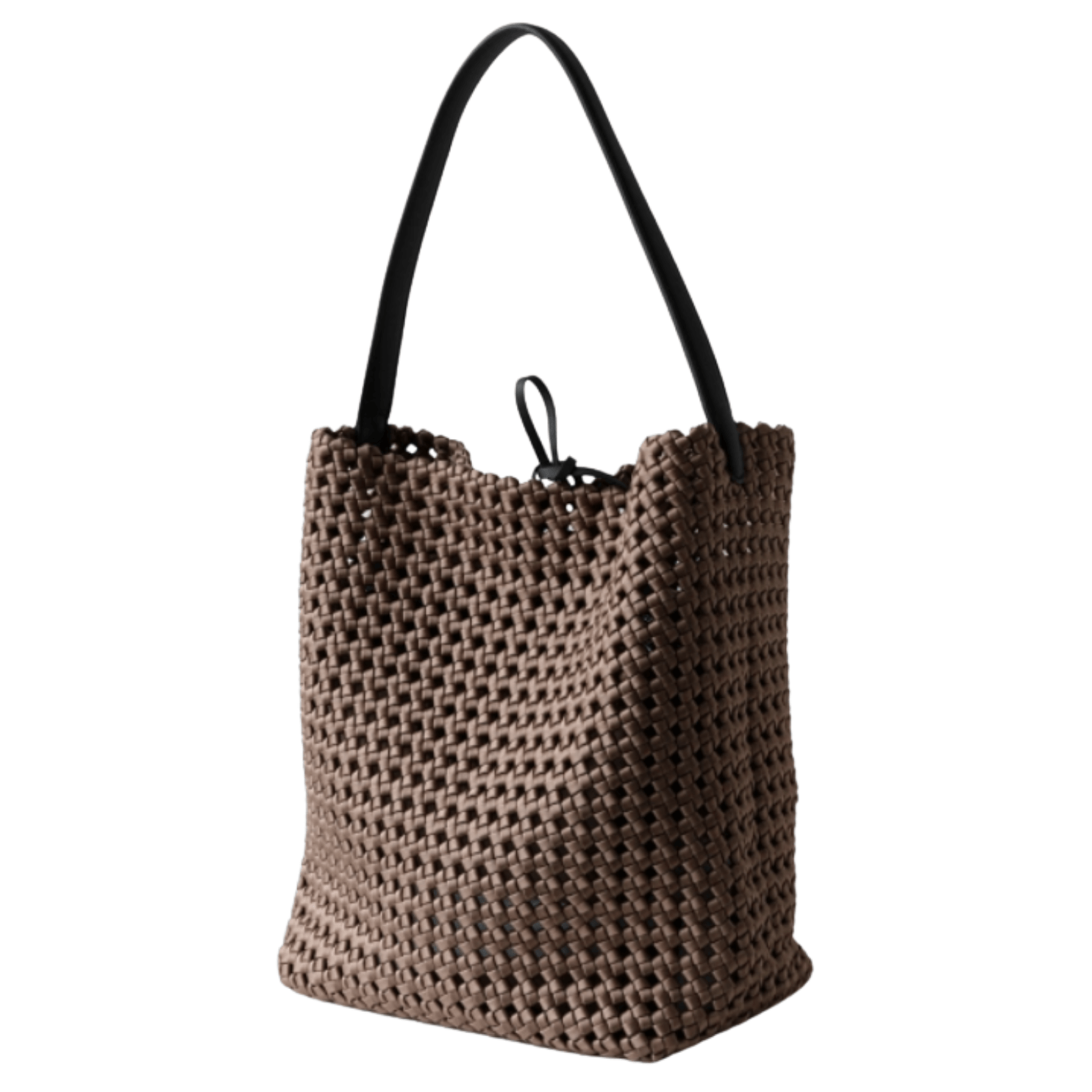 Hollow-Out Woven Bucket Bags with Inner Zipper Pouch Handbag for beach, stylish and practical design.
